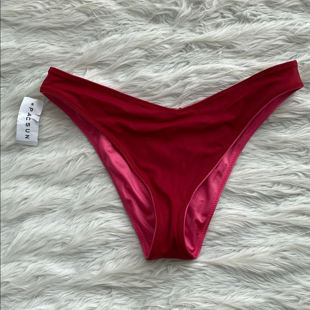 LA Hearts by PacSun | Pink & Red Reversible Ria V High Cut Bikini Bottom